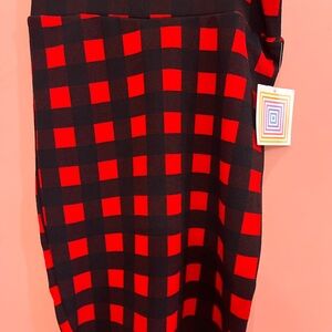 LuLaRoe Red and Black Plaid Pencil Skirt